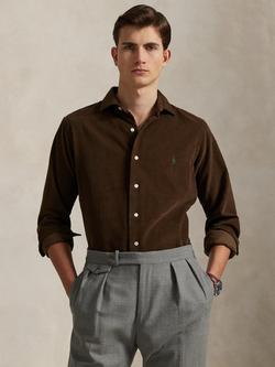 Ralph Lauren Cotton Long Sleeve Collar Shirt, Chocolate
