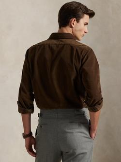 Ralph Lauren Cotton Long Sleeve Collar Shirt - view 2, Chocolate