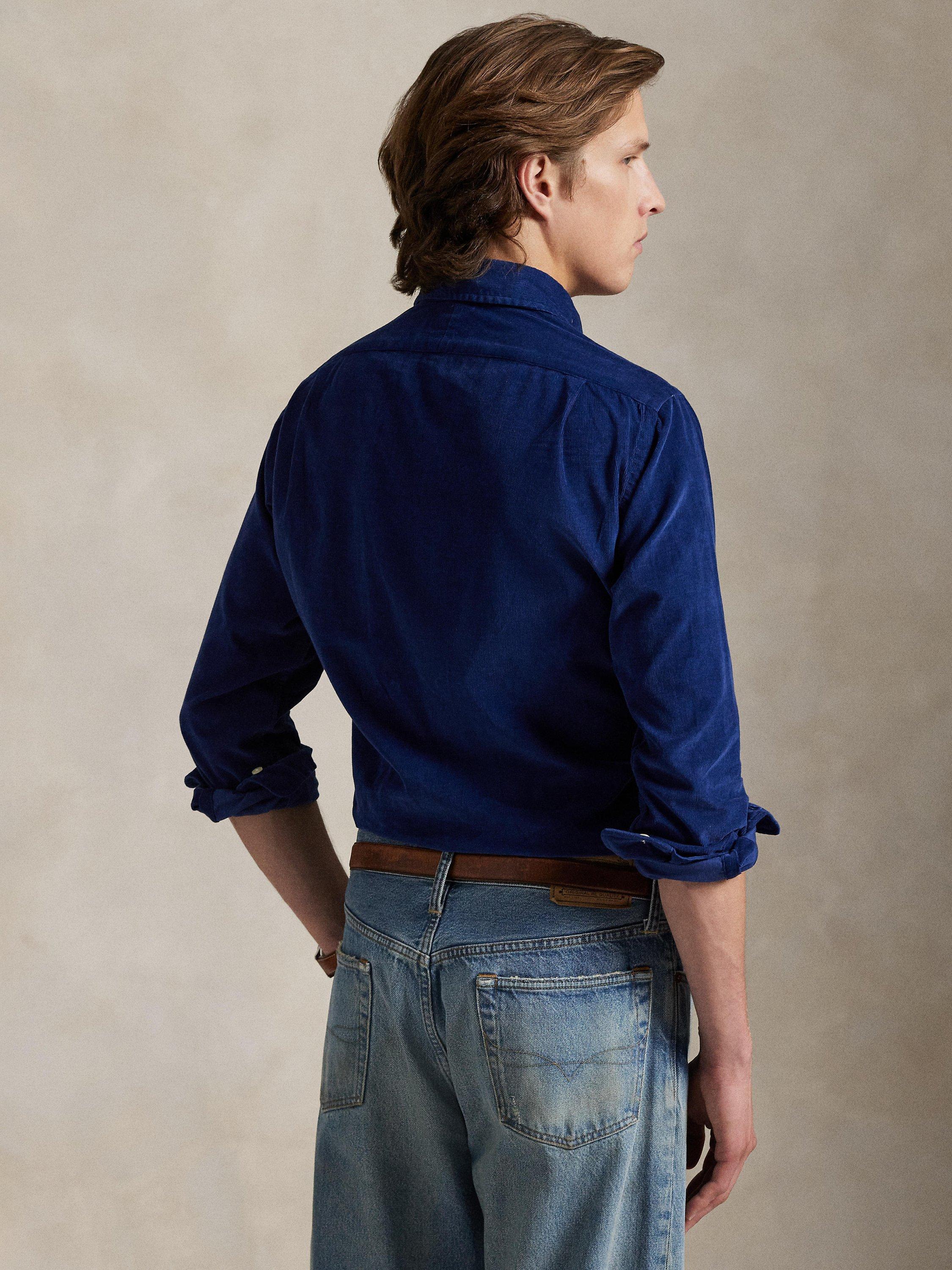 Product image 2 of 6, which shows Ralph Lauren Cotton Long Sleeve Collar Shirt, Navy, S