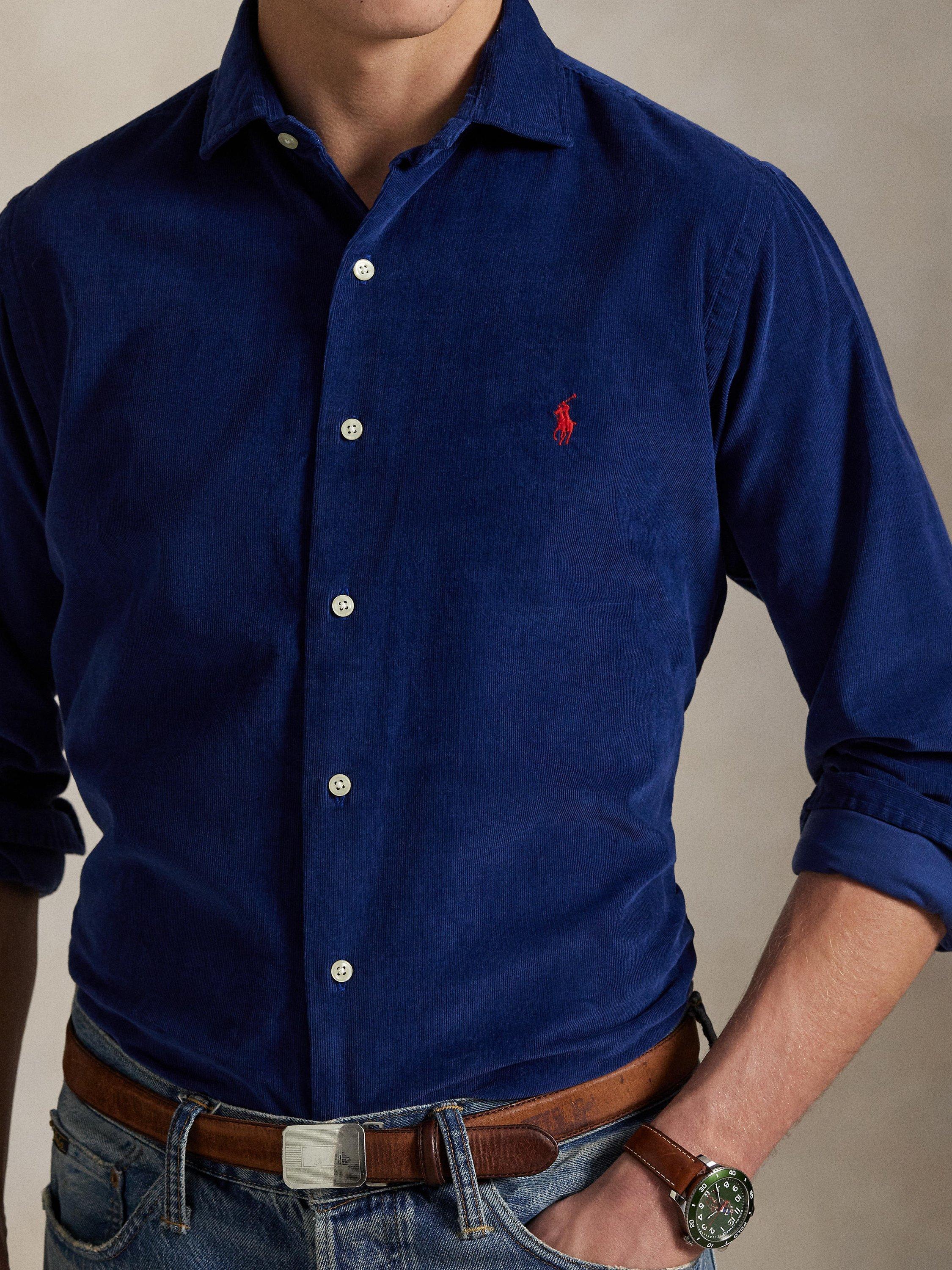 Product image 4 of 6, which shows Ralph Lauren Cotton Long Sleeve Collar Shirt, Navy, S