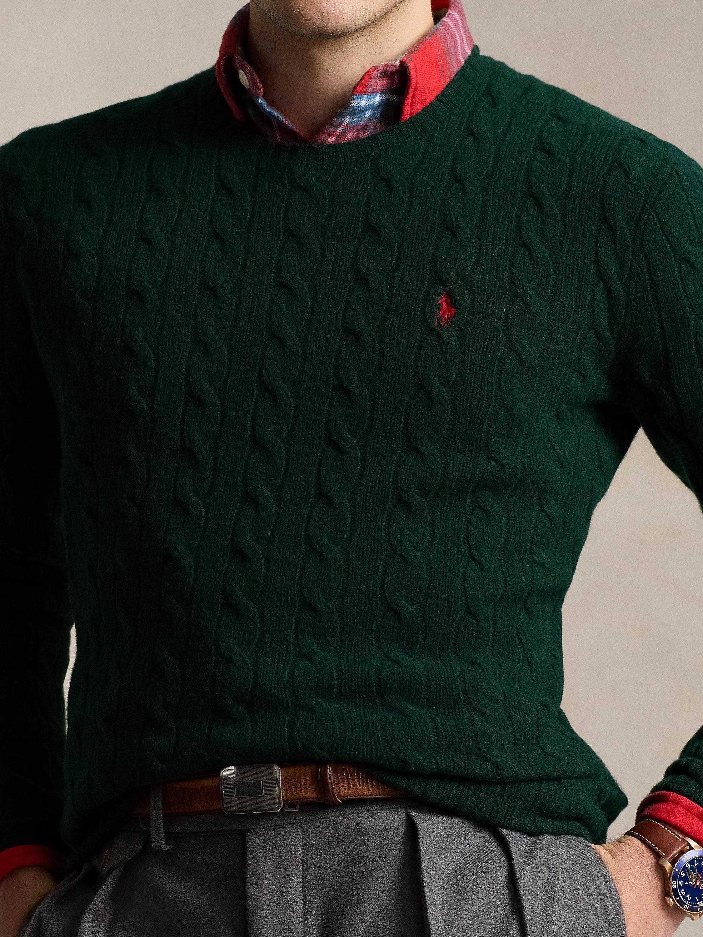 Product image 3 of 5, which shows Ralph Lauren Wool Blend Crew Neck Knit Jumper, Green, S