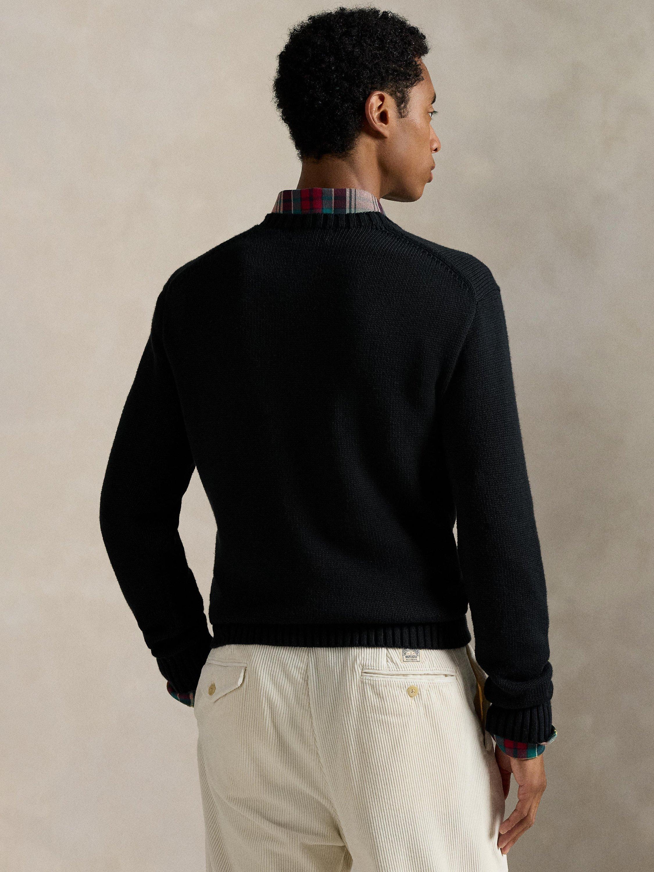 Product image 2 of 4, which shows Ralph Lauren Cotton Blend Bear Logo Crew Neck Sweater, Polo Black Hol Bear, S