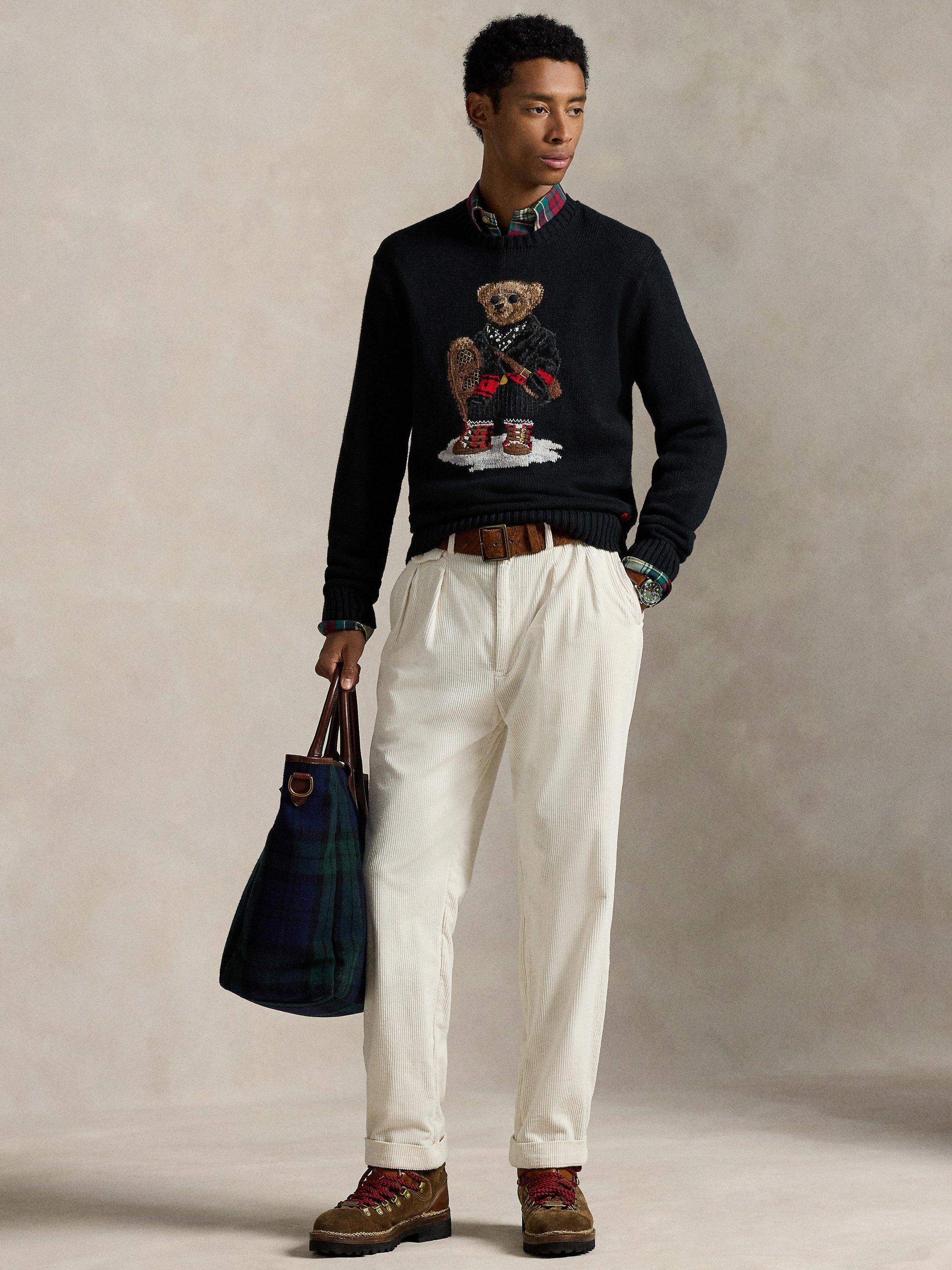 Product image 4 of 4, which shows Ralph Lauren Cotton Blend Bear Logo Crew Neck Sweater, Polo Black Hol Bear, S