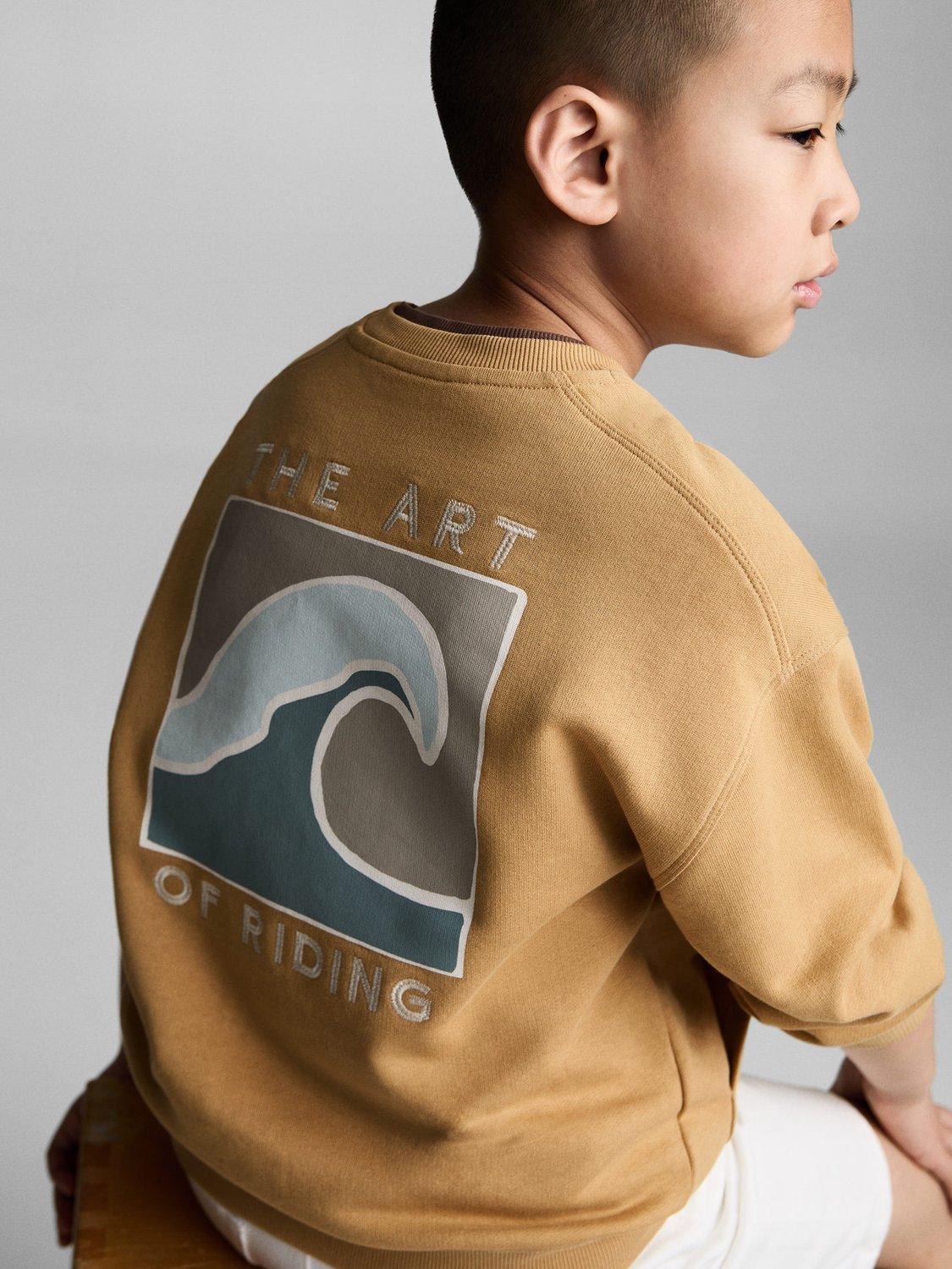 Product image 4 of 7, which shows Mango Kids' Art Sweatshirt, Dark Yellow, 11-12 years