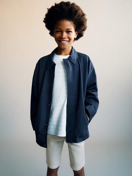 Mango Kids' Fernando Cotton Blend Parka Jacket, Navy, Navy