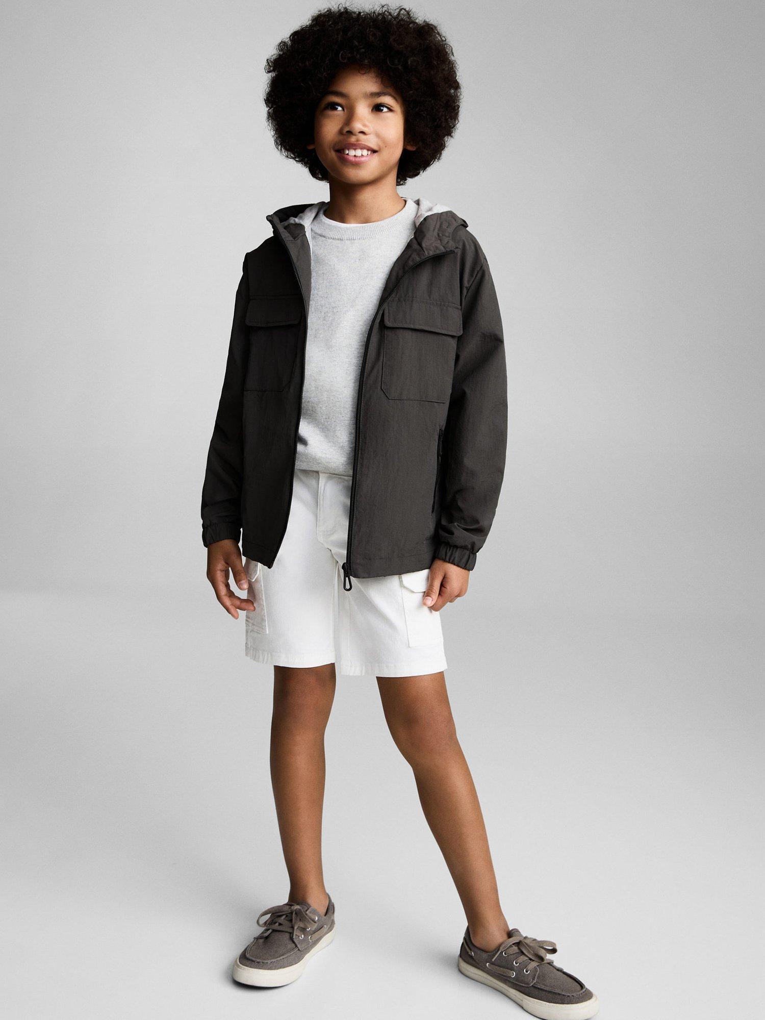 Product image 2 of 7, which shows Mango Kids' Lucas Hooded Zip Front Parka, Charcoal, 10 years