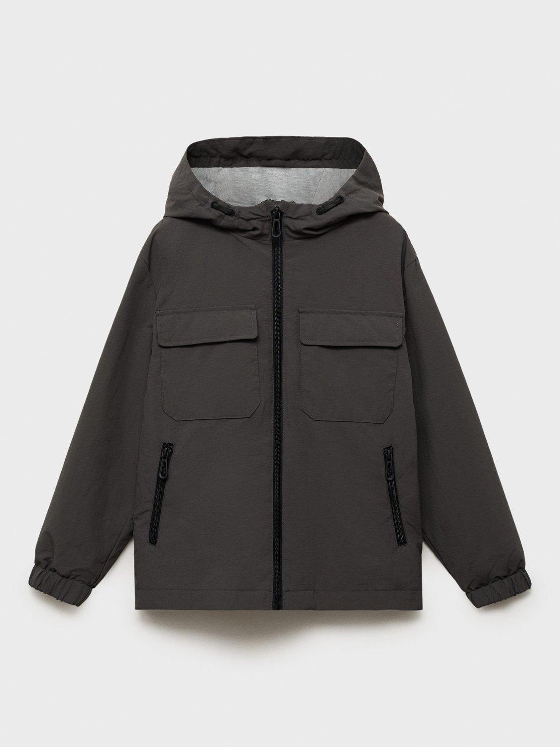 Product image 3 of 7, which shows Mango Kids' Lucas Hooded Zip Front Parka, Charcoal, 10 years