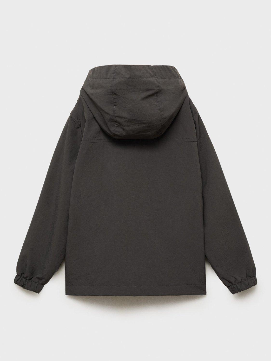 Product image 4 of 7, which shows Mango Kids' Lucas Hooded Zip Front Parka, Charcoal, 10 years