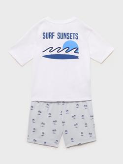 Mango Kids' Surf Short Pyjamas, Natural White - view 2, Natural White