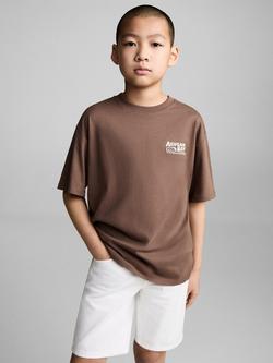 Mango Kids' Arugam Cotton Graphic T-Shirt, Brown