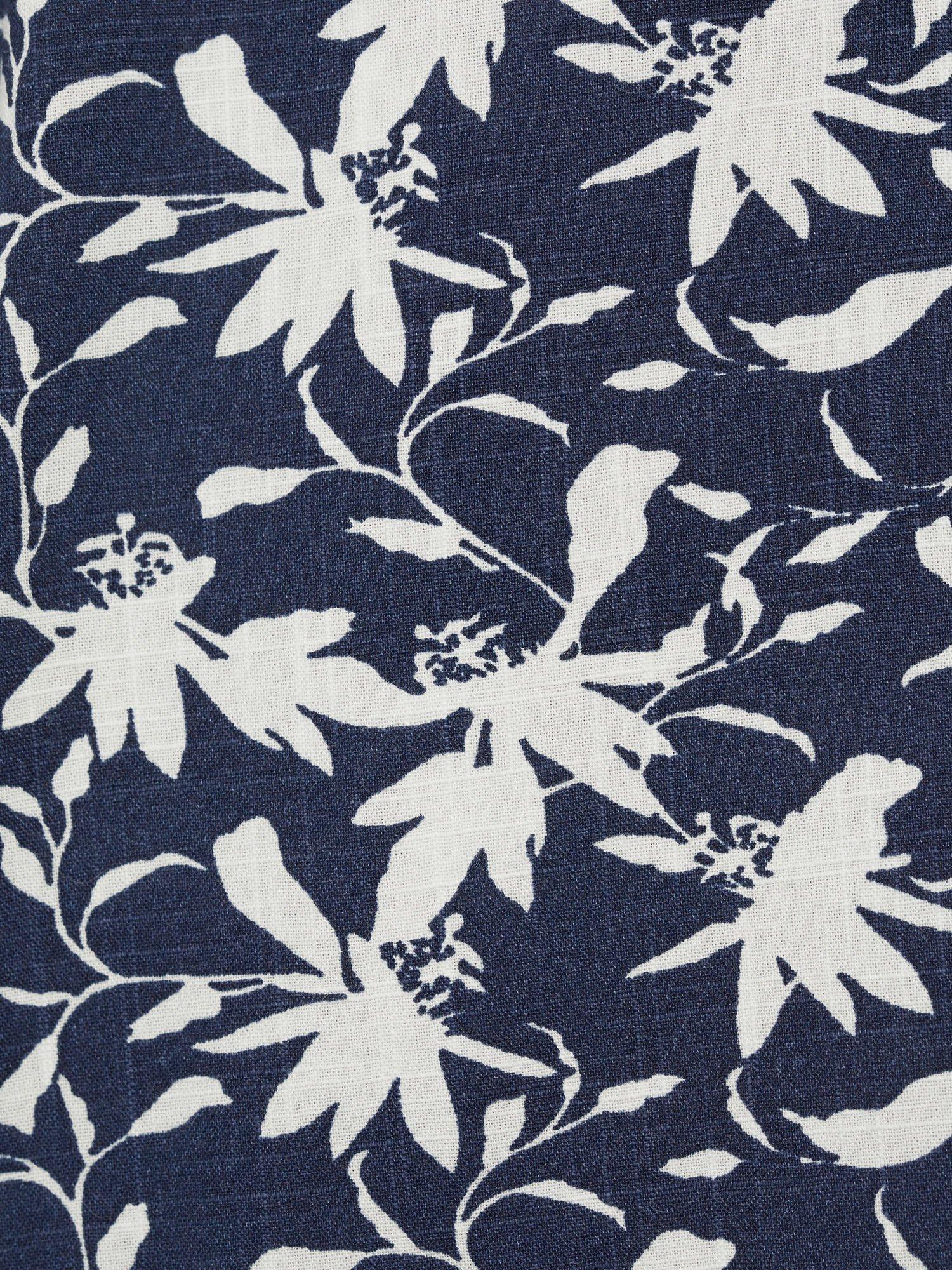Product image 5 of 7, which shows Mango Kids' Dai Cotton Tropical Floral Shirt, Navy, 10 years
