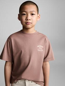 Mango Kids' Crew Neck Graphic Hunting T-Shirt, Pastel Pink