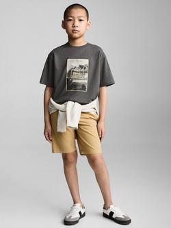 Mango Kids' Koggala Crew Neck Cotton Graphic T-Shirt - view 2, Charcoal