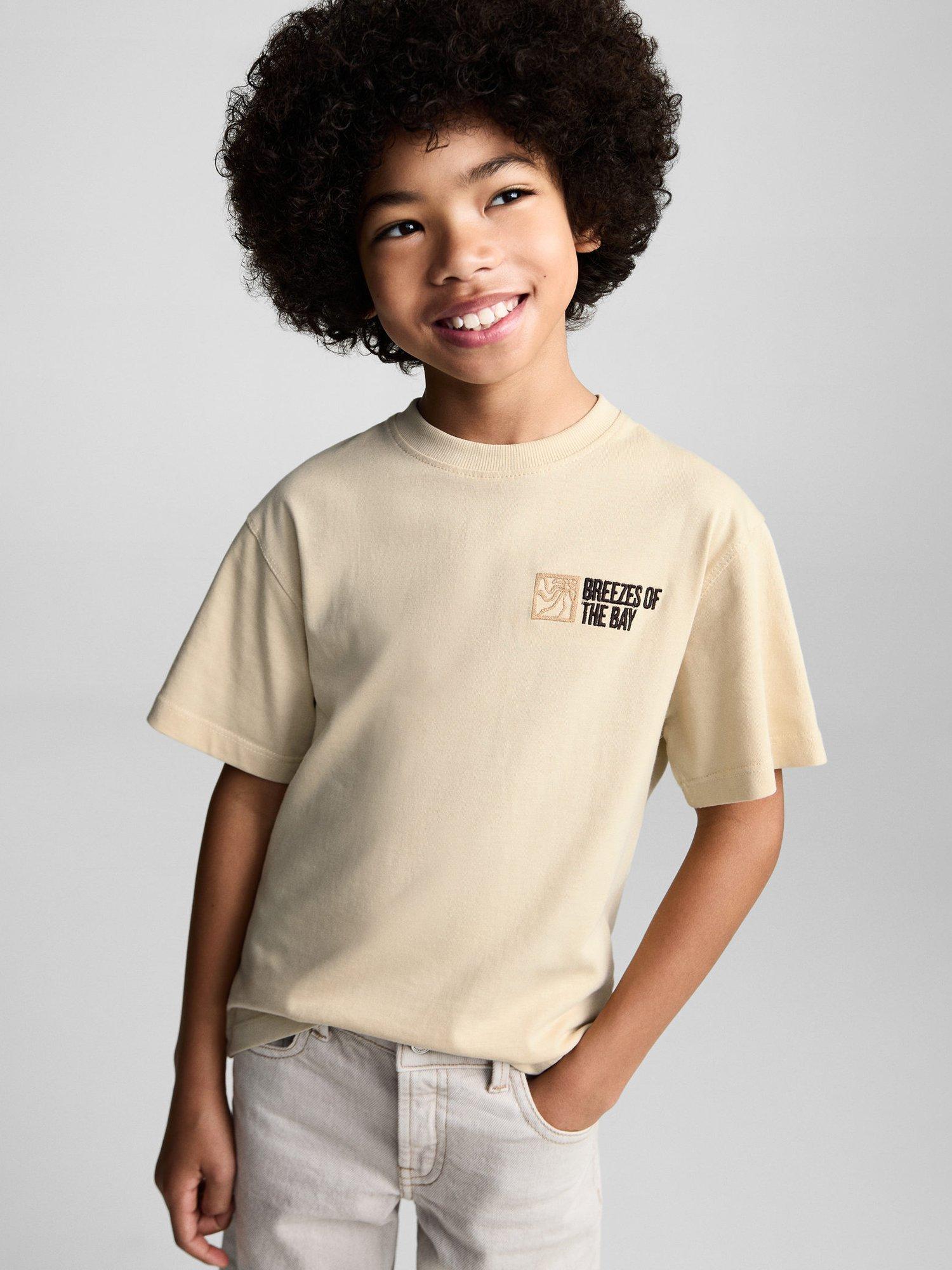 Product image 1 of 7, which shows Mango Kids' Lagoon Crew Neck Cotton T-Shirt, Pastel Brown, 11-12 yrs