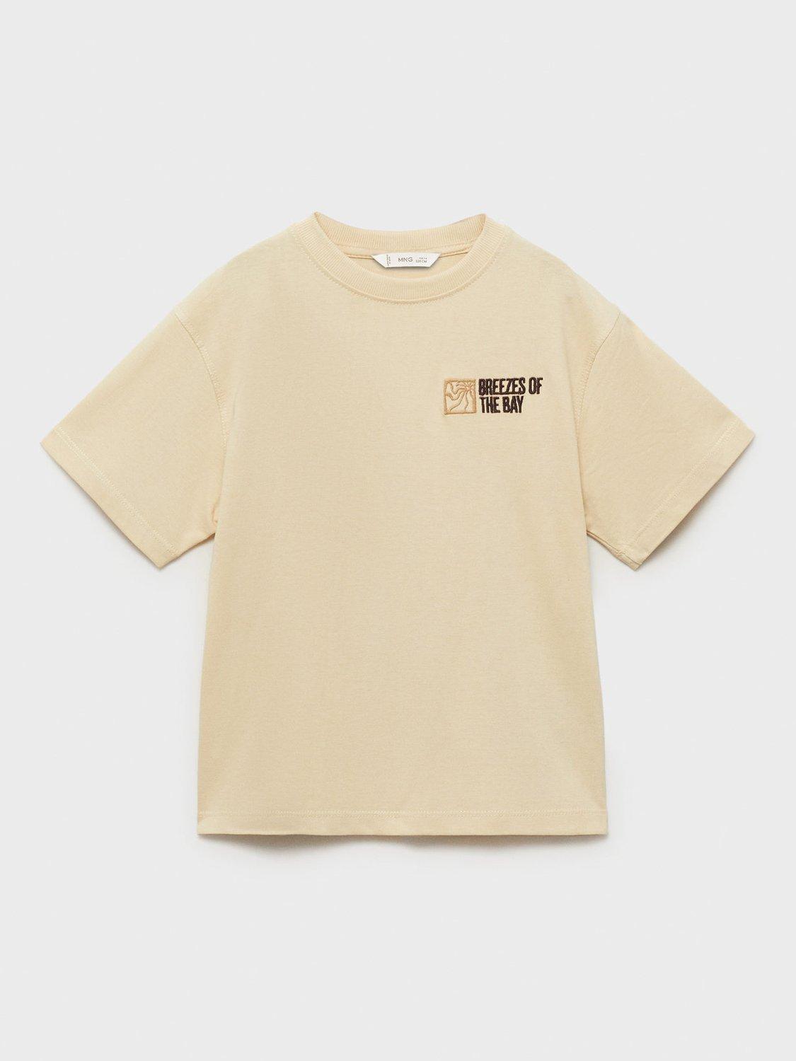 Product image 3 of 7, which shows Mango Kids' Lagoon Crew Neck Cotton T-Shirt, Pastel Brown, 11-12 yrs