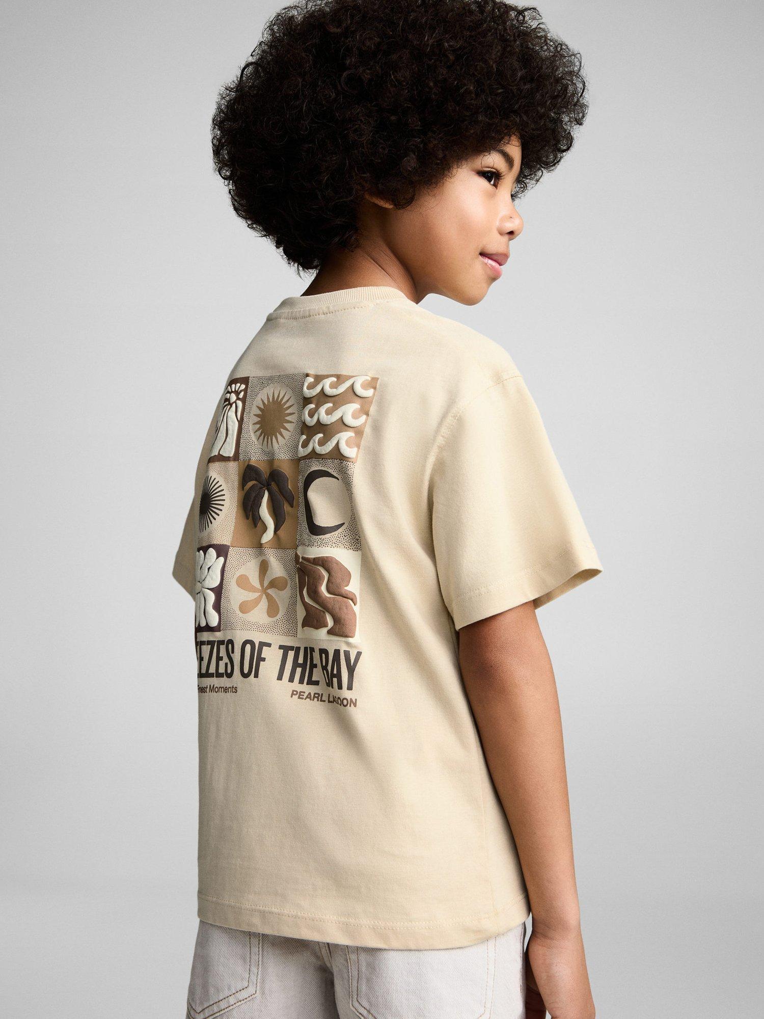 Product image 4 of 7, which shows Mango Kids' Lagoon Crew Neck Cotton T-Shirt, Pastel Brown, 11-12 yrs