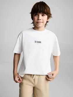 Mango Kids' Cotton Sri Lanka T-Shirt, Natural White, Natural White