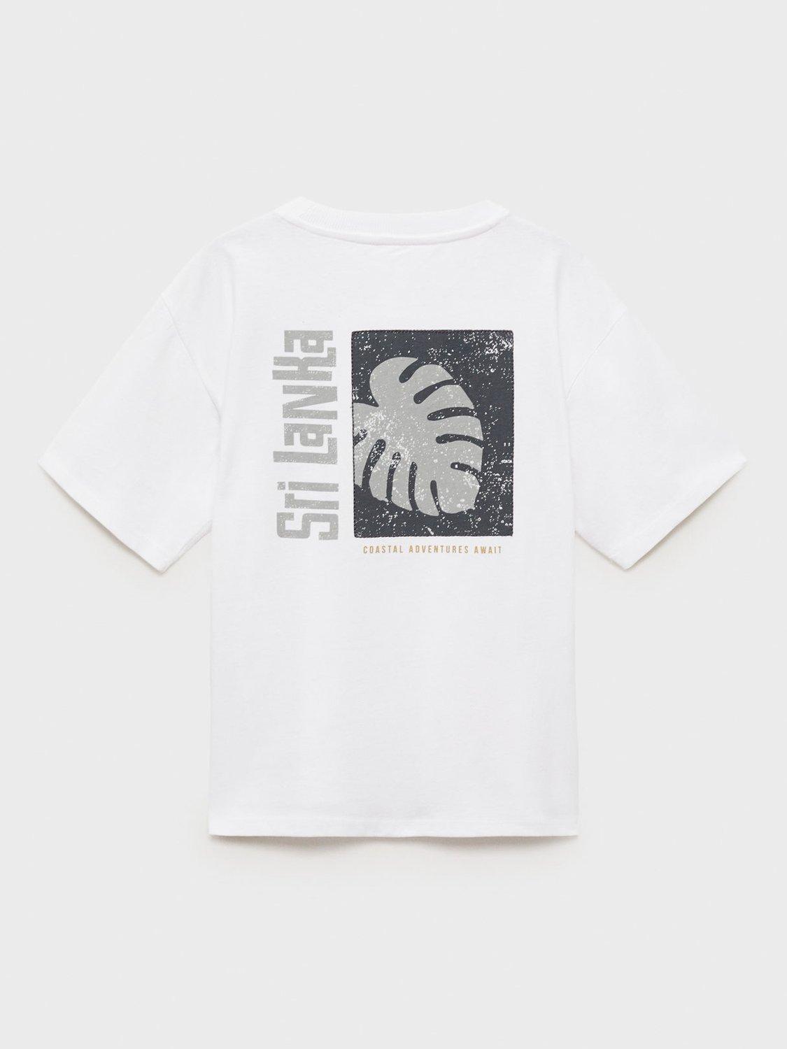 Product image 4 of 7, which shows Mango Kids' Cotton Sri Lanka T-Shirt, Natural White, 11-12 years