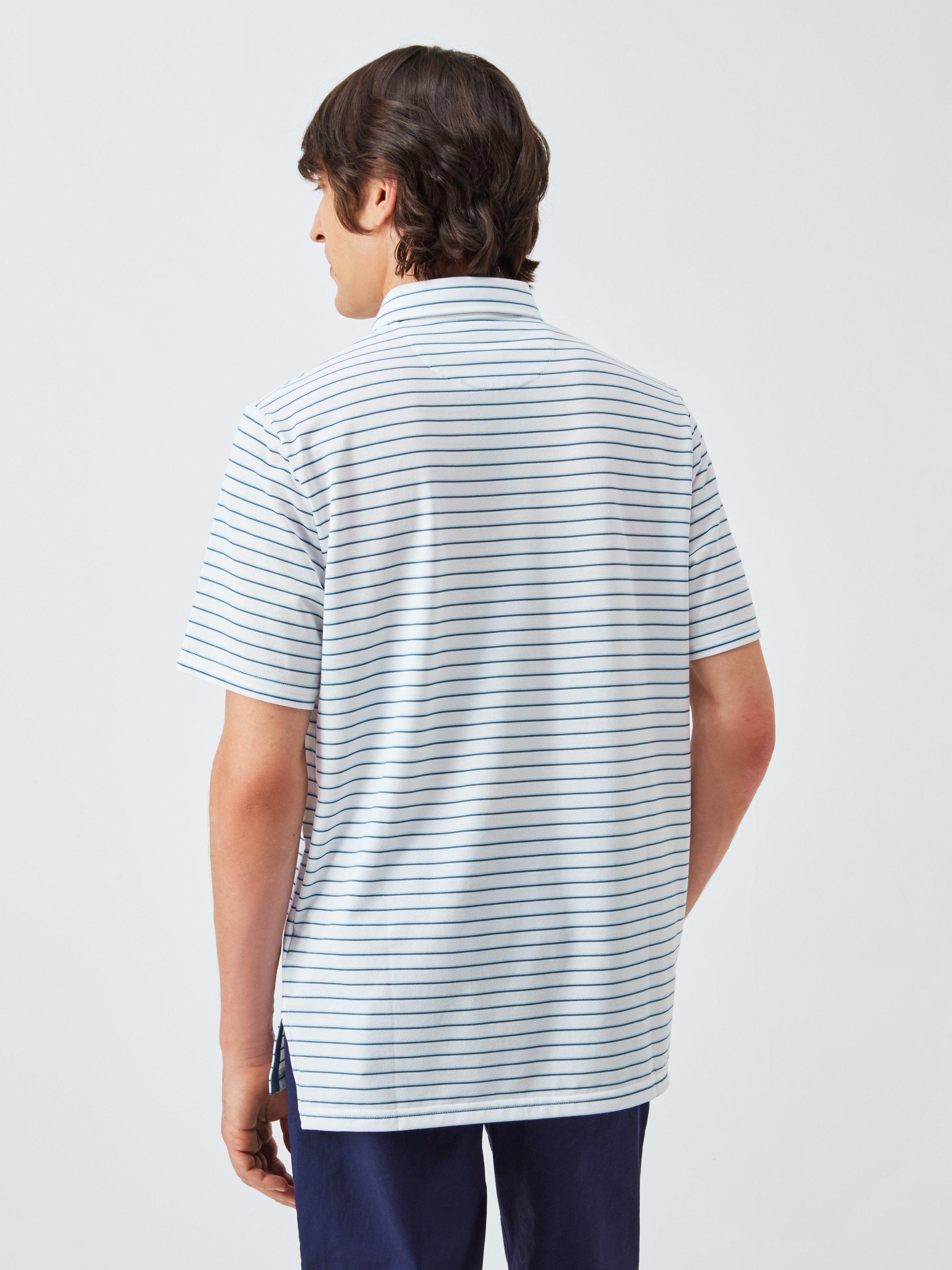 Product image 2 of 6, which shows Ralph Lauren Stripe Cotton Blend Polo Shirt, Office Blue, S