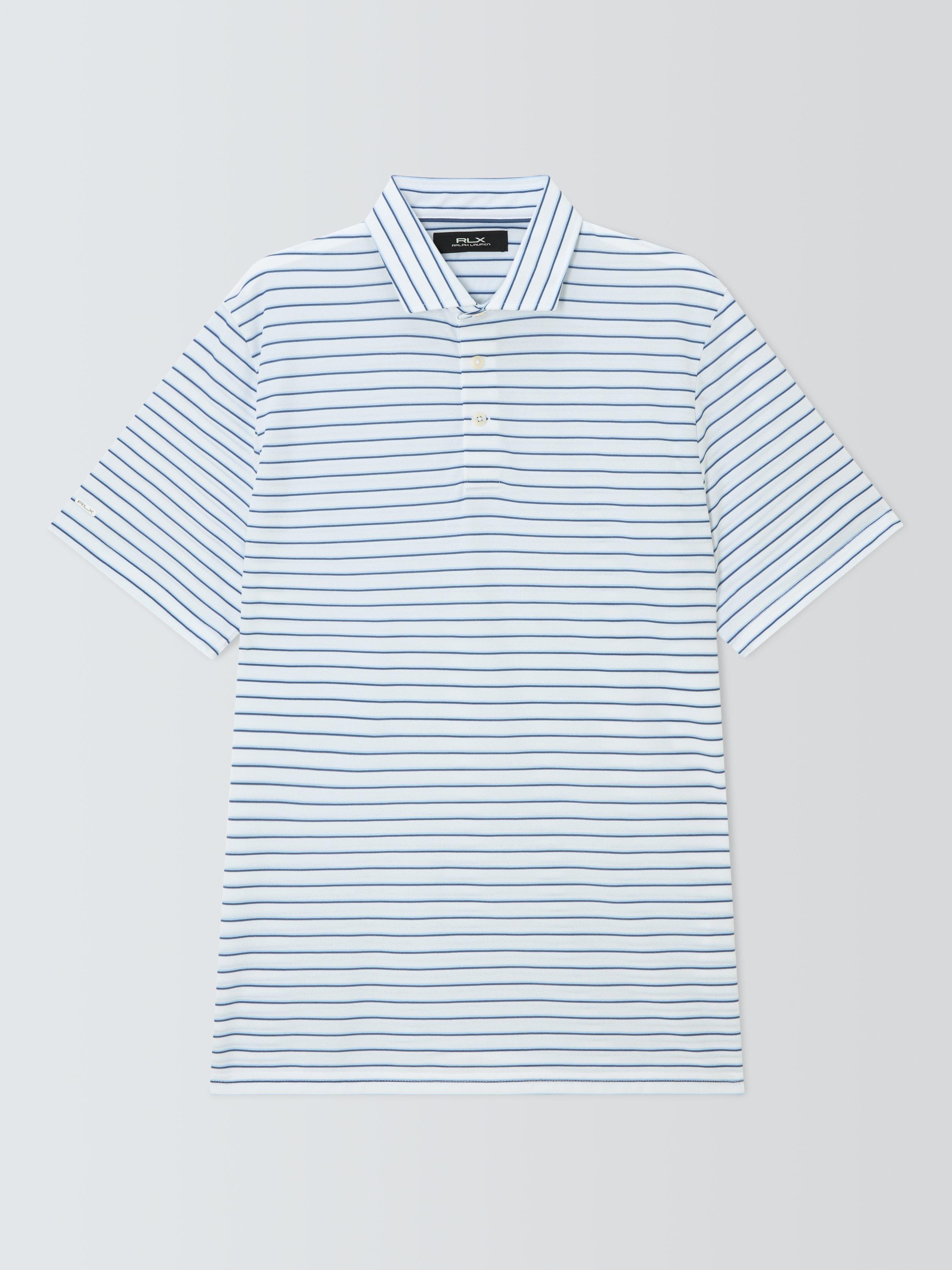 Product image 4 of 6, which shows Ralph Lauren Stripe Cotton Blend Polo Shirt, Office Blue, S
