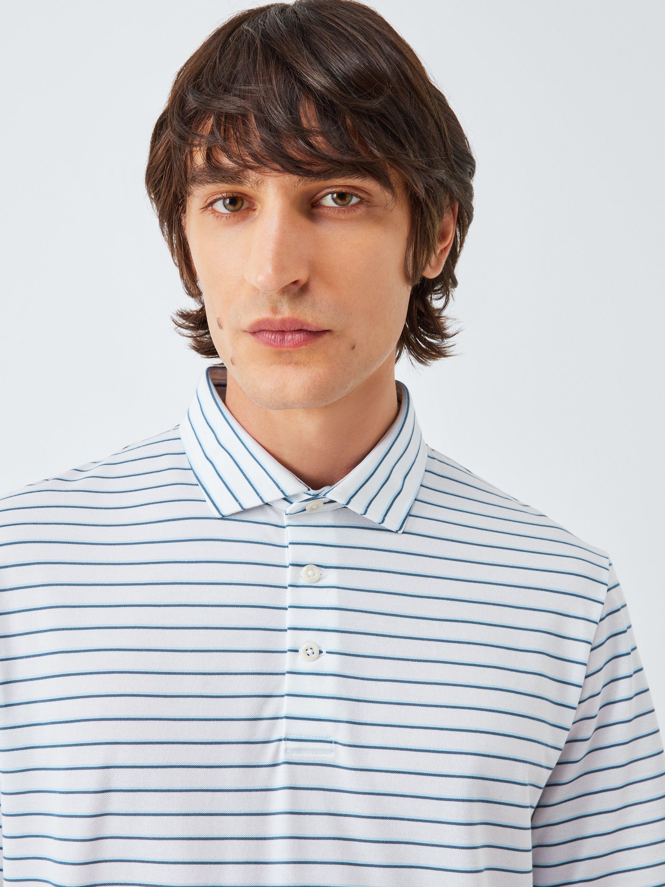 Product image 5 of 6, which shows Ralph Lauren Stripe Cotton Blend Polo Shirt, Office Blue, S