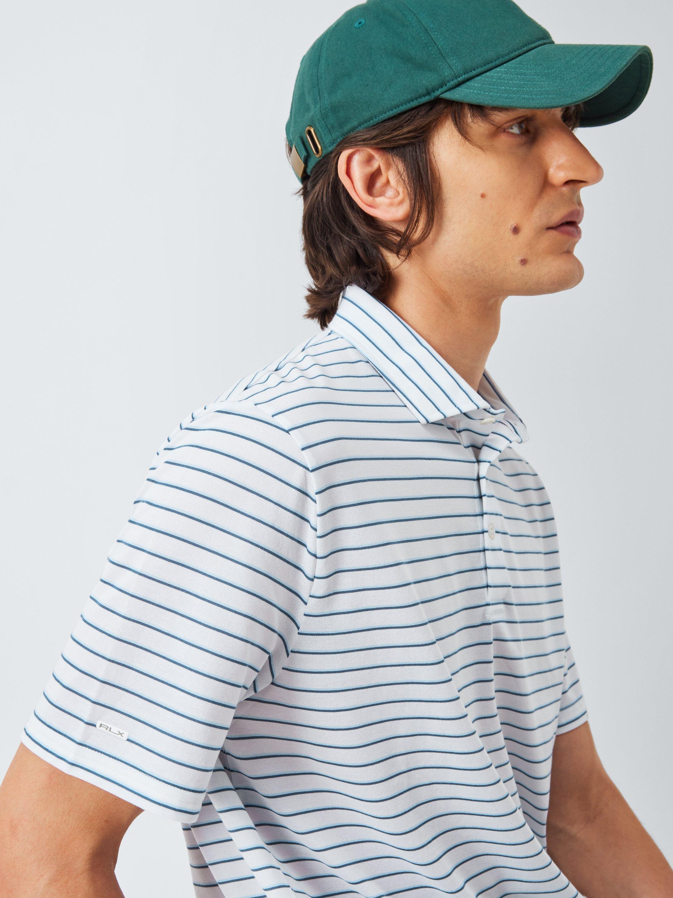 Product image 6 of 6, which shows Ralph Lauren Stripe Cotton Blend Polo Shirt, Office Blue, S
