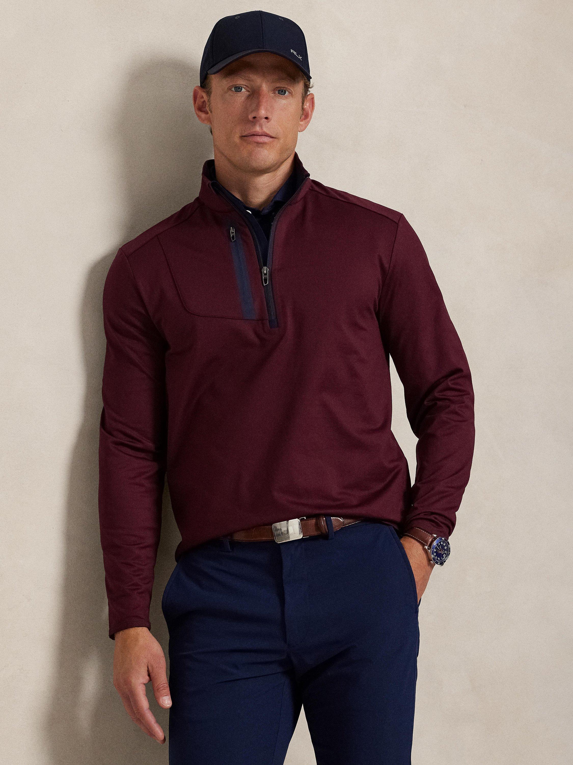 Product image 1 of 5, which shows Polo Golf by Ralph Lauren Half-Zip Jersey Top, Rich Ruby, S