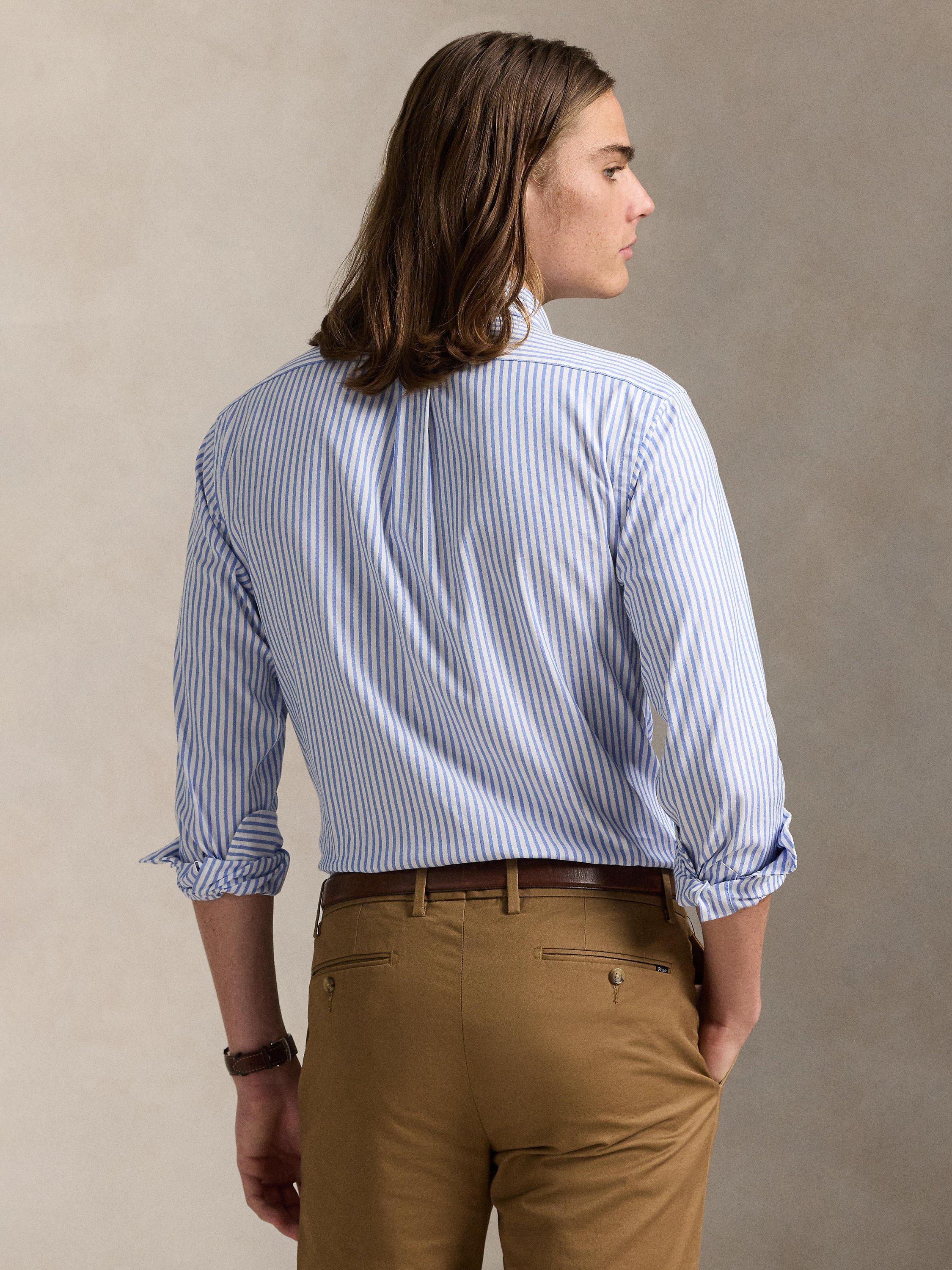 Product image 2 of 6, which shows Polo Golf by Ralph Lauren Cotton Blend Custom Slim Fit Stripe Shirt, 5527a Blue/White, S