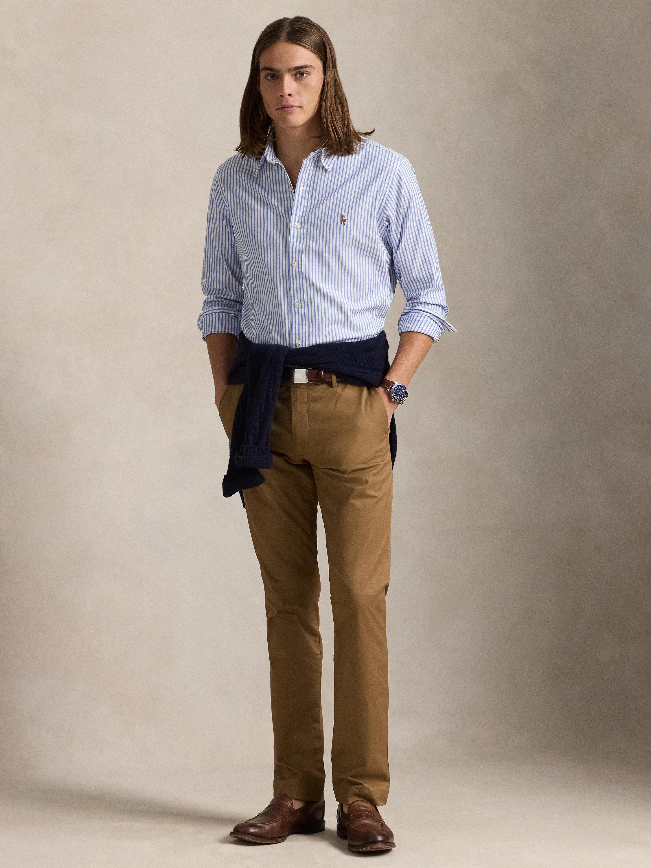 Product image 5 of 6, which shows Polo Golf by Ralph Lauren Cotton Blend Custom Slim Fit Stripe Shirt, 5527a Blue/White, S