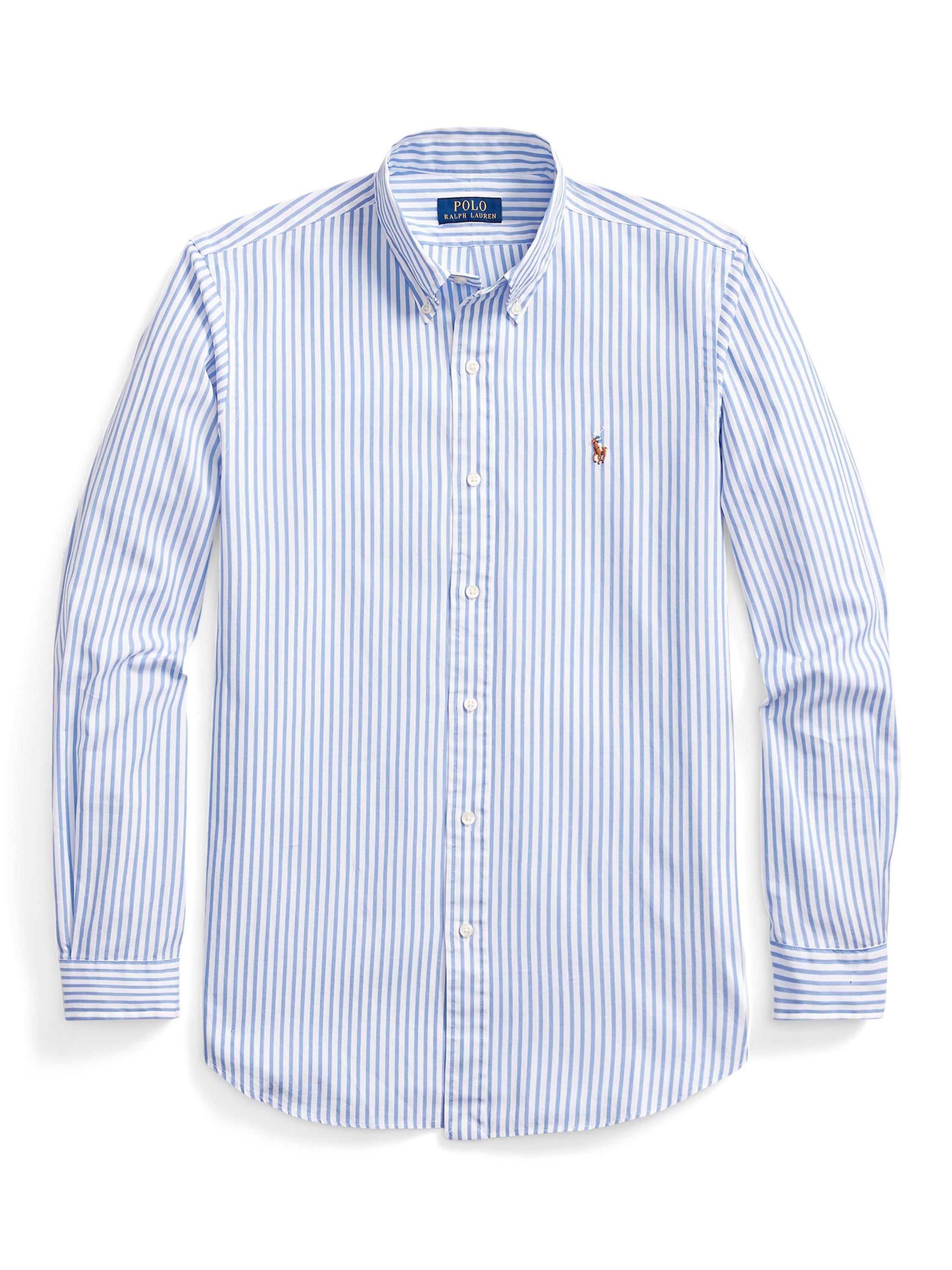 Product image 6 of 6, which shows Polo Golf by Ralph Lauren Cotton Blend Custom Slim Fit Stripe Shirt, 5527a Blue/White, S