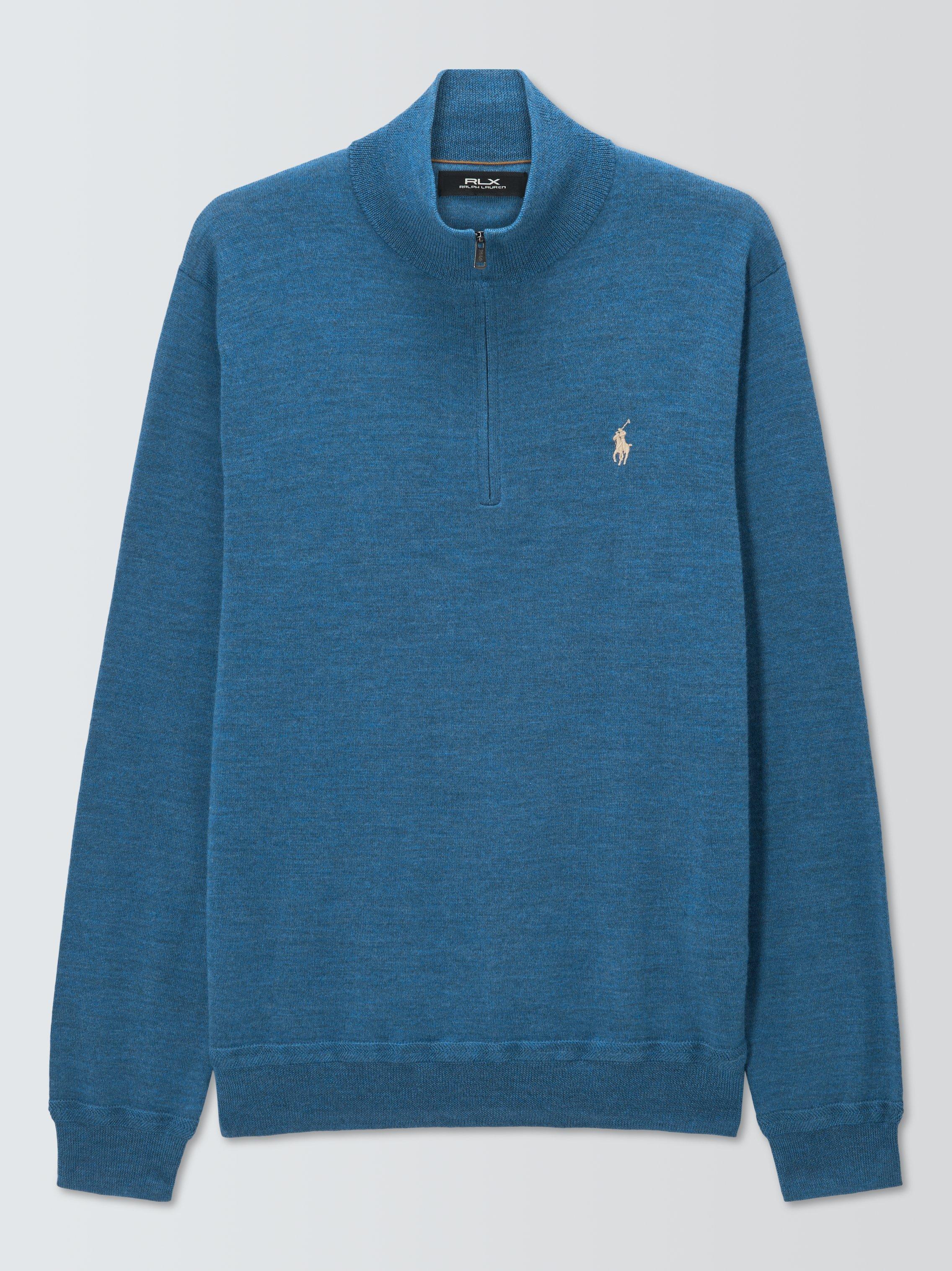 Product image 1 of 1, which shows Polo Golf by Ralph Lauren Wool Blend Half-Zip Sweater, Tide Pool Blue Heath, L