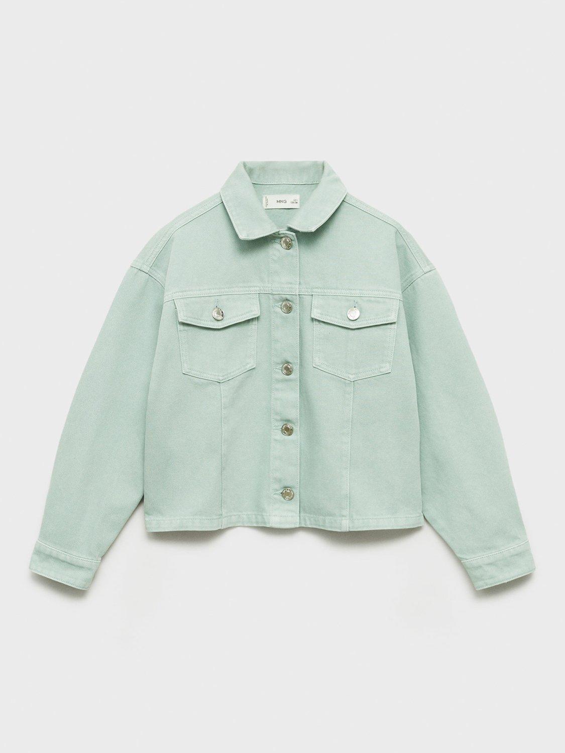 Product image 3 of 7, which shows Mango Kids' Matcha Cotton Denim Jacket, Green, 10 yrs