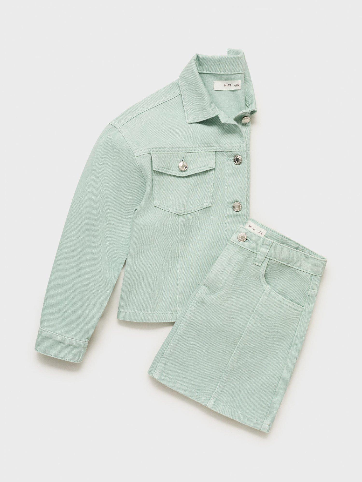 Product image 7 of 7, which shows Mango Kids' Matcha Cotton Denim Jacket, Green, 10 yrs