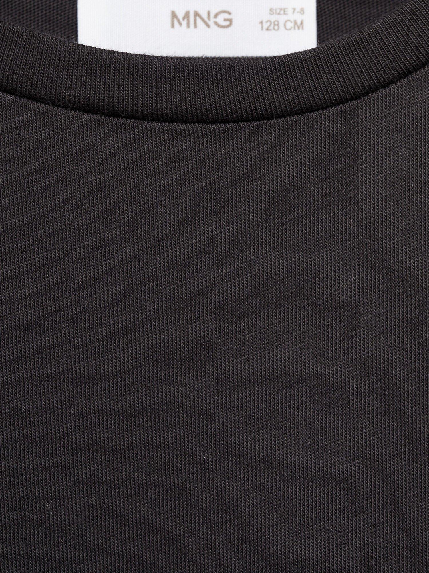 Product image 3 of 4, which shows Mango Kids' Cotton Balloon Sleeve Dress, Charcoal, 11-12 yrs