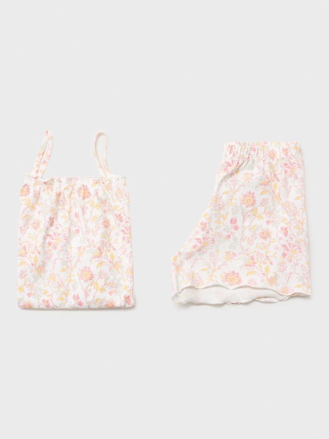 Product image 4 of 4, which shows Mango Kids' Cotton Floral Print Pyjama Set, Pink, 11-12 yrs