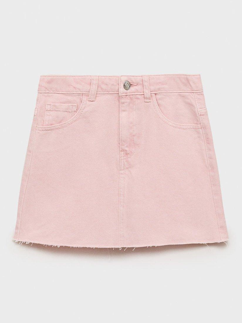 Product image 3 of 7, which shows Mango Kids' Sabina Cotton Denim Skirt, Pink, 10 years