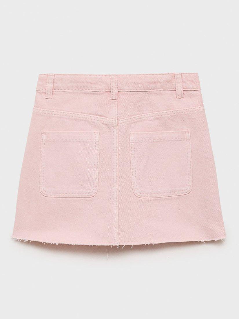 Product image 4 of 7, which shows Mango Kids' Sabina Cotton Denim Skirt, Pink, 10 years