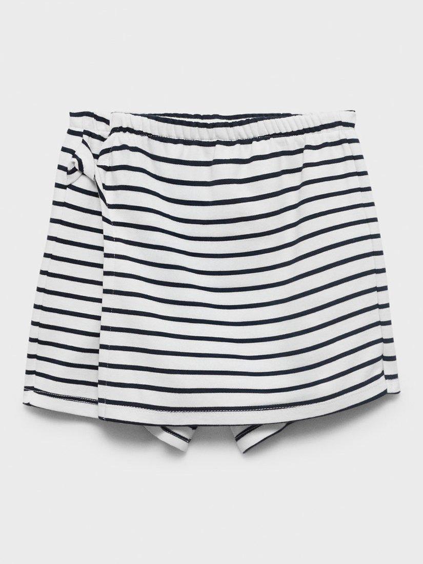 Product image 1 of 4, which shows Mango Kids' Cotton Stripe Print Skirt, Navy, 11-12 yrs