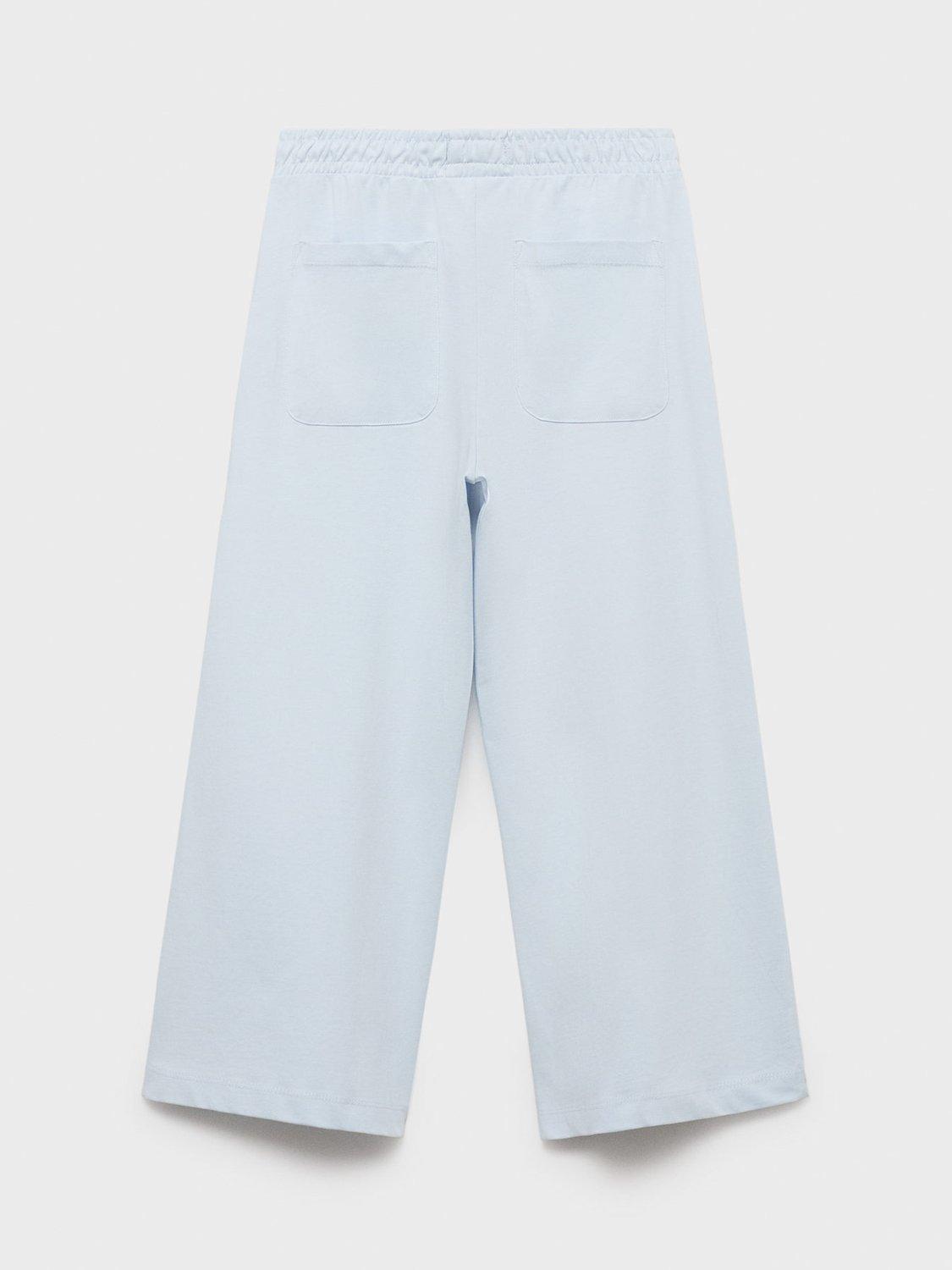 Product image 2 of 4, which shows Mango Kids' Evita Cotton Elasticated Trousers, Pastel Blue, 11-12 years