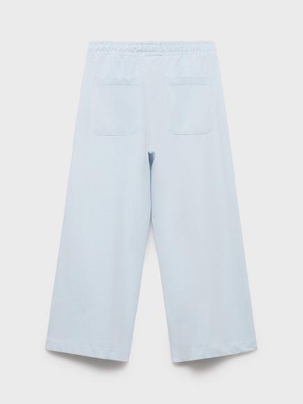 Mango Kids' Evita Cotton Elasticated Trousers, Pastel Blue - view 2, Pastel Blue