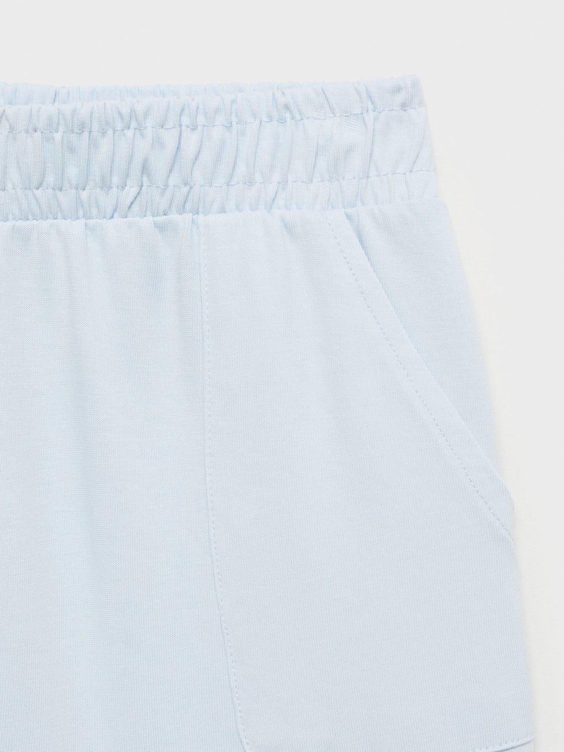 Product image 4 of 4, which shows Mango Kids' Evita Cotton Elasticated Trousers, Pastel Blue, 11-12 years