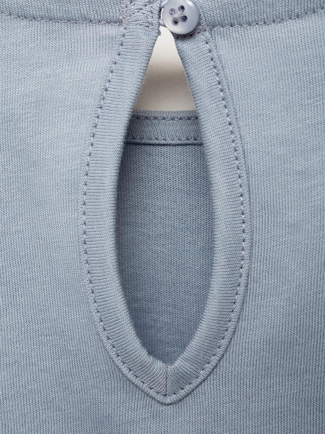 Product image 4 of 7, which shows Mango Kids' Cotton Embroidered Frill Sleeve Top, Lt-pastel Blue, 11-12 yrs