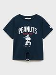 Mango Kids' Cotton Snoopy Peanuts T-Shirt, Navy