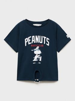 Mango Kids' Cotton Snoopy Peanuts T-Shirt, Navy, Navy