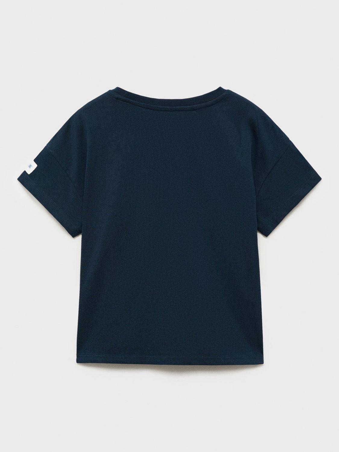 Product image 2 of 4, which shows Mango Kids' Cotton Snoopy Peanuts T-Shirt, Navy, 11-12 yrs