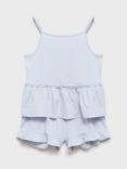 Mango Kids' Nube Cotton Ruffle Cami and Shorts Pyjama Set, Pastel Blue