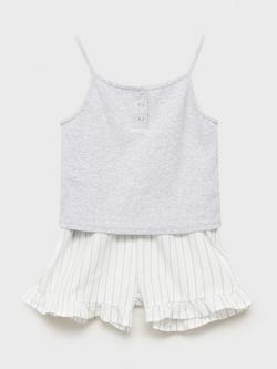 Mango Kids' Home Cotton Pyjama Set, Medium Grey, Medium Grey