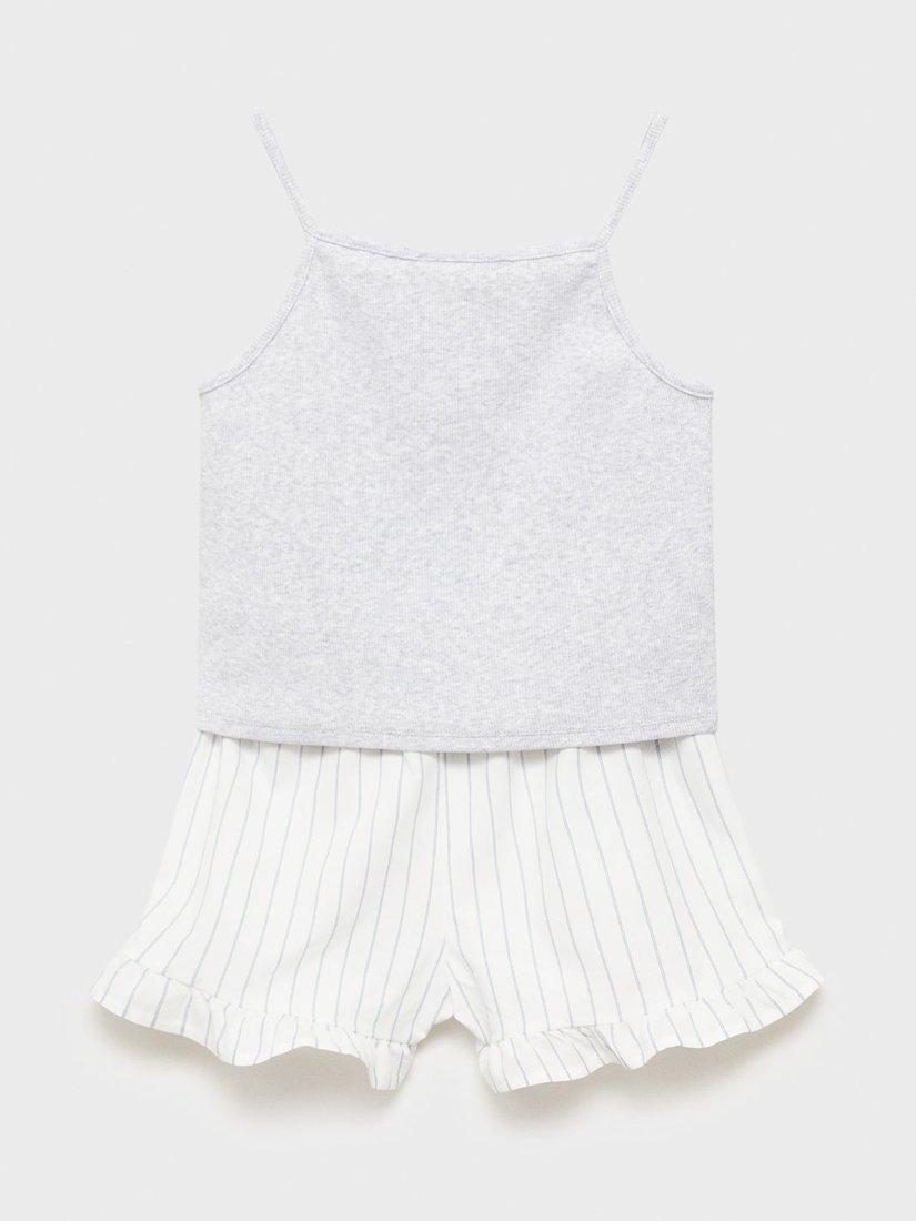 Product image 2 of 4, which shows Mango Kids' Home Cotton Pyjama Set, Medium Grey, 11-12 yrs