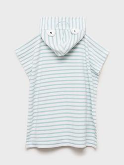 Mango Baby Towelling Hooded Striped Poncho, Green, Green