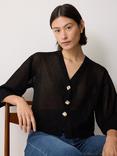 Jigsaw Sheer Cropped Cardigan, Black